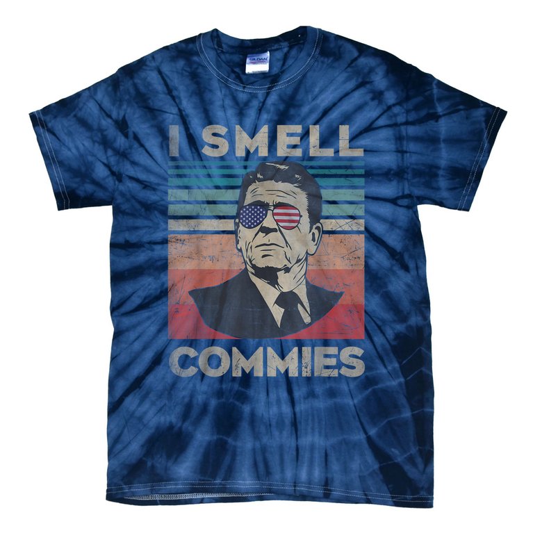 Vintage Distressed, Retro Reagan President I Smell Commies Tie-Dye T-Shirt
