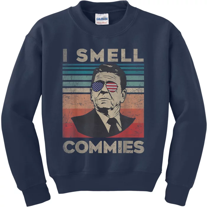 Vintage Distressed, Retro Reagan President I Smell Commies Kids Sweatshirt