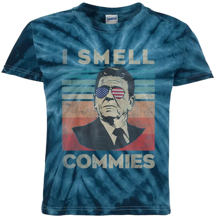 Vintage Distressed, Retro Reagan President I Smell Commies Kids Tie-Dye T-Shirt