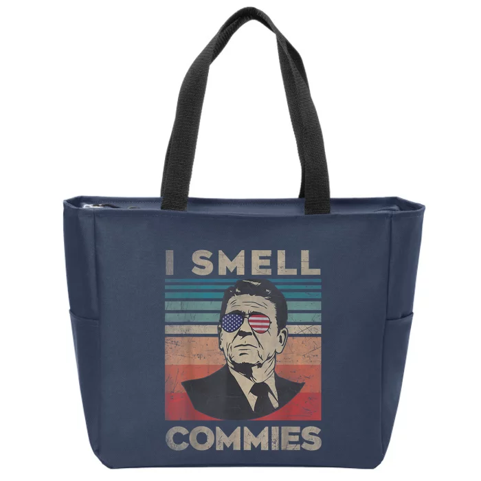 Vintage Distressed, Retro Reagan President I Smell Commies Zip Tote Bag