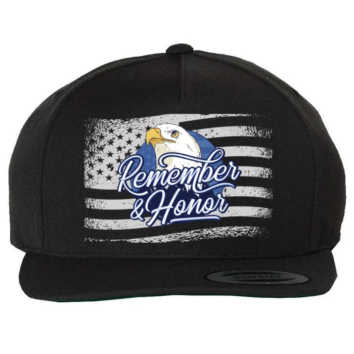 Veterans Day Remember And Honor Veterans Us Flag And Eagle Gift Wool Snapback Cap