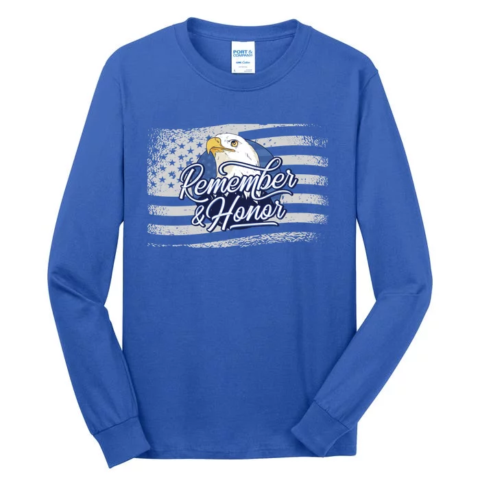 Veterans Day Remember And Honor Veterans Us Flag And Eagle Gift Tall Long Sleeve T-Shirt