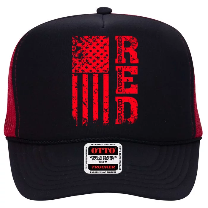 Veteran Day Remember Everyone Veteran Deployed Red Friday High Crown Mesh Trucker Hat