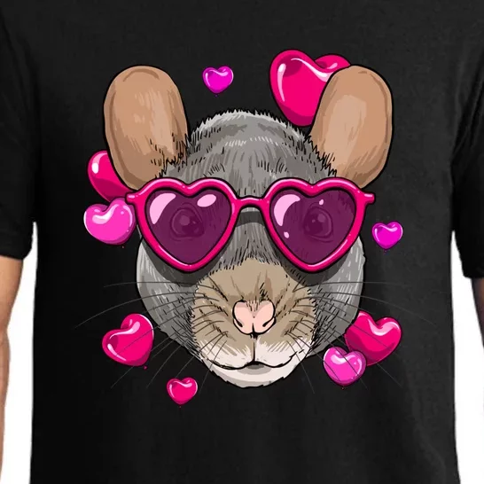 Valentines Day Rat Mouse Heart Couples Love Day Rat Lovers Cute Gift Pajama Set