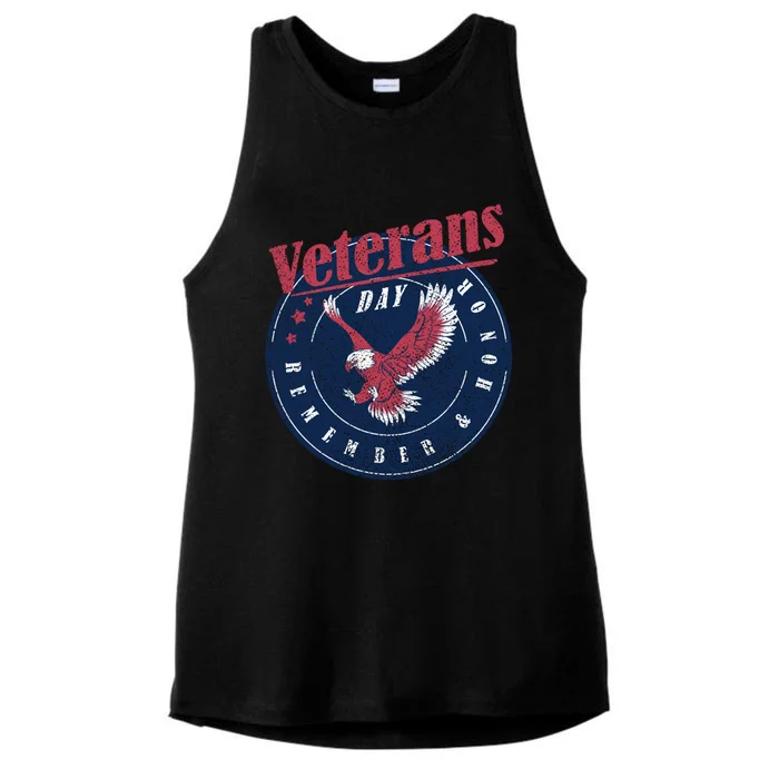 Veterans Day Remember And Honor Veterans Us Eagle Gift Ladies Tri-Blend Wicking Tank