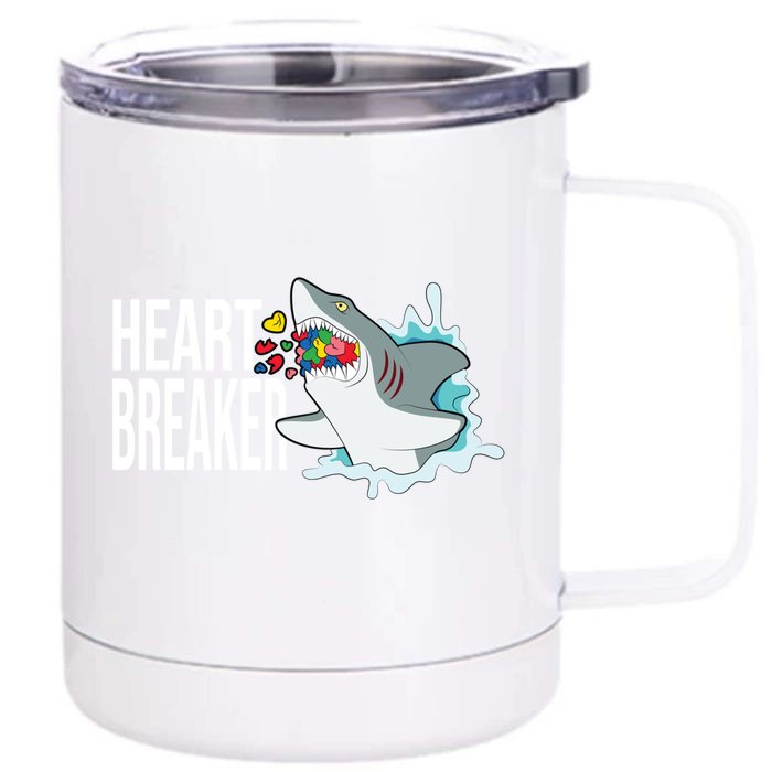 Valentines Day Shark Heart Breaker Funny Gift Front & Back 12oz Stainless Steel Tumbler Cup