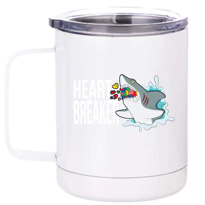 Valentines Day Shark Heart Breaker Funny Gift Front & Back 12oz Stainless Steel Tumbler Cup