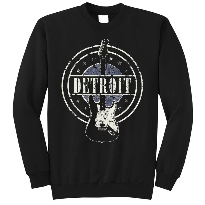 Vintage Detroit Souvenir Rock And Roll Guitar Player Tall Sweatshirt