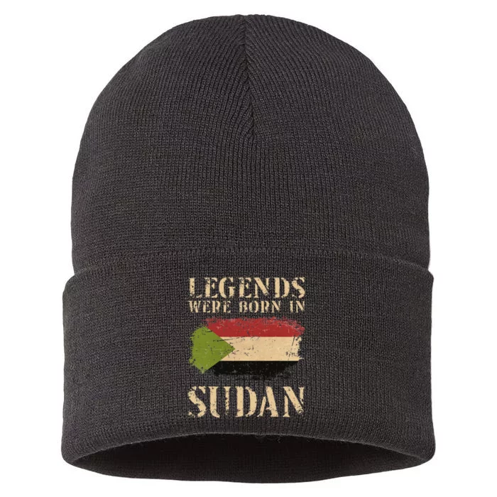 Vintage Design Sudanese Flag Legends Were Born In Sudan Sustainable Knit Beanie