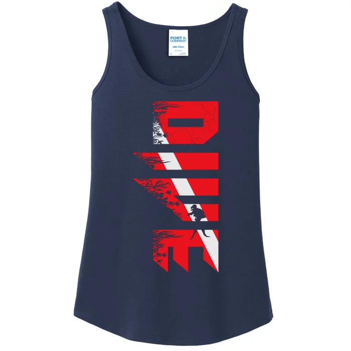 Vintage Distressed Scuba Diving Ladies Essential Tank