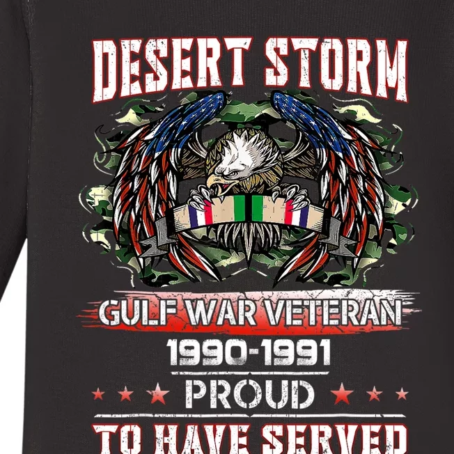 Veteran Desert Storm Veteran Proud For Fathers Day Baby Long Sleeve Bodysuit