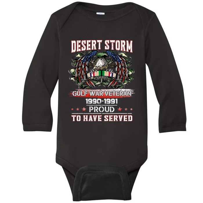 Veteran Desert Storm Veteran Proud For Fathers Day Baby Long Sleeve Bodysuit