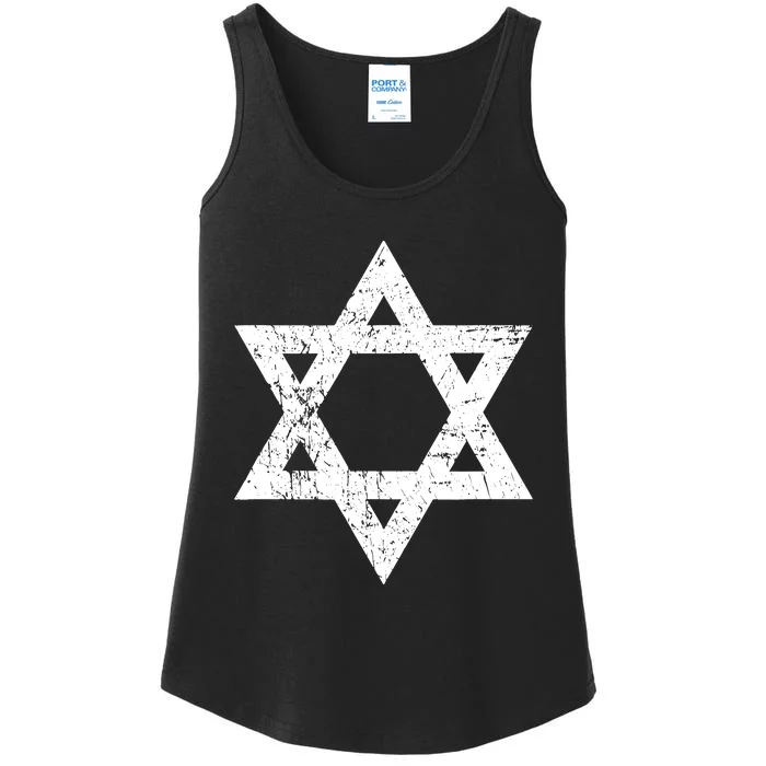 Vintage Distressed Style Star Of David Jewish Ladies Essential Tank