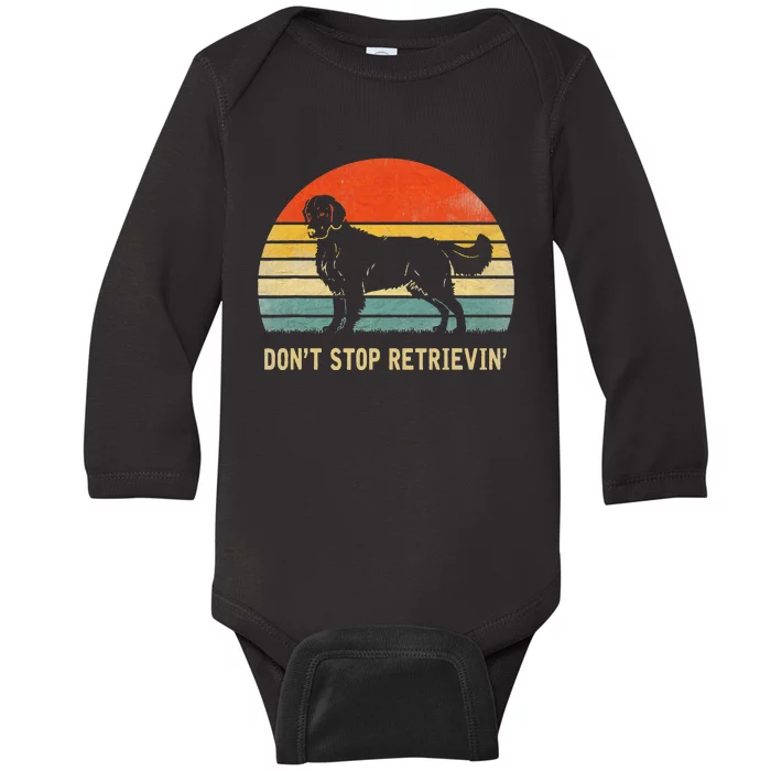 Vintage Don't Stop Retrieving Golden Retriever Baby Long Sleeve Bodysuit