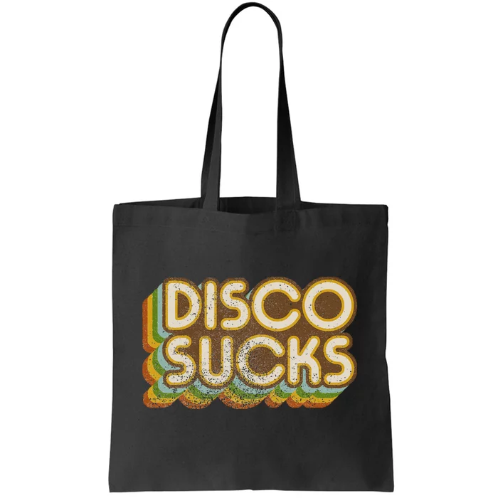 Vintage Disco Sucks Retro 1970s Dancing Music Distressed Tote Bag