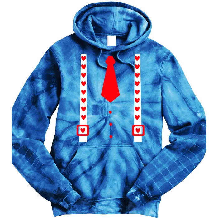 Valentines Day Suspenders Gift Tie Dye Hoodie