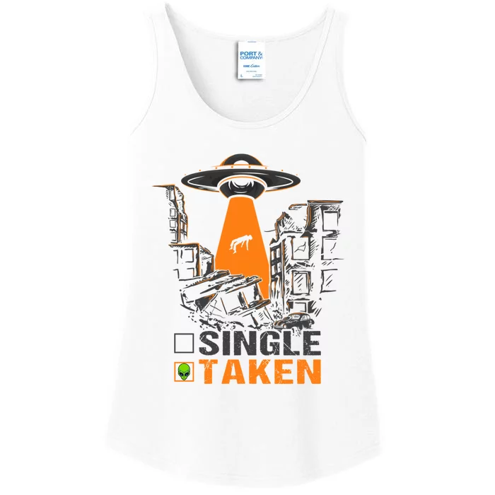 Valentines Day Single Taken Alien Ufo Space Lovers Funny Gift Ladies Essential Tank