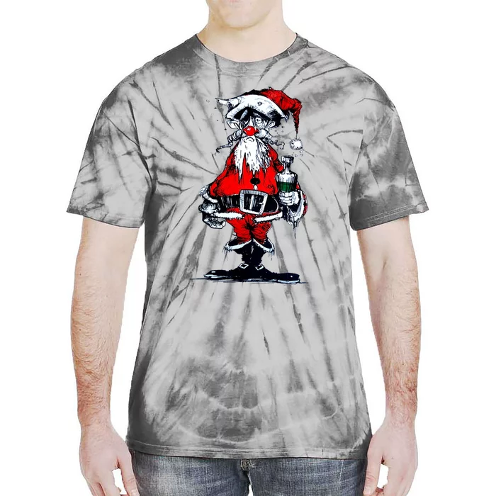 Vintage Drunken Santa Claus Tie-Dye T-Shirt