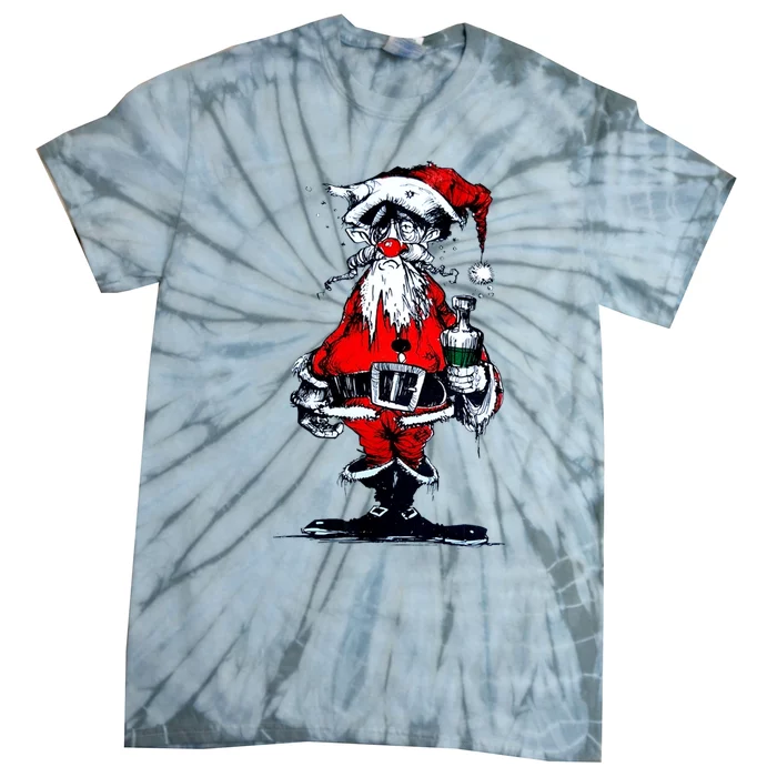 Vintage Drunken Santa Claus Tie-Dye T-Shirt