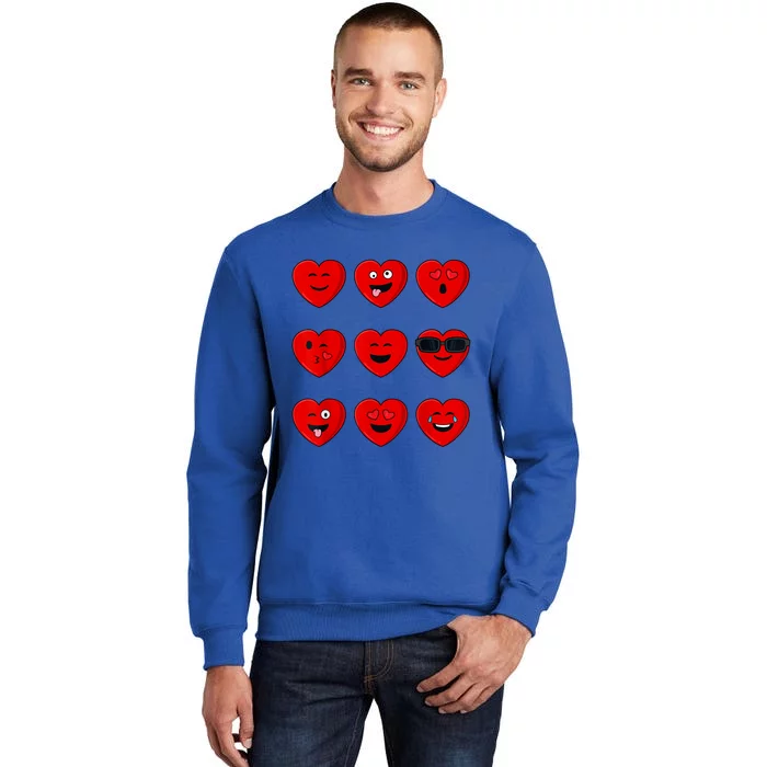 Valentines Day Silly Faces Hearts Funny Tall Sweatshirt