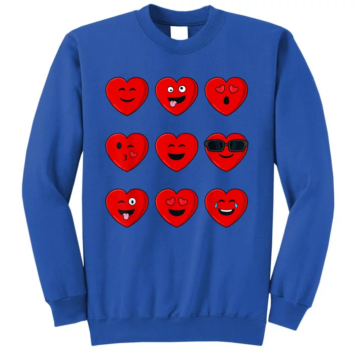 Valentines Day Silly Faces Hearts Funny Tall Sweatshirt