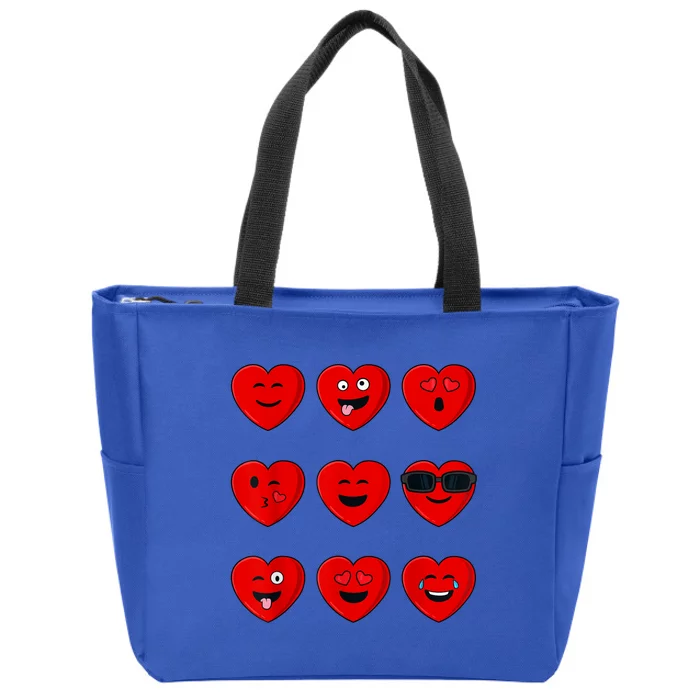 Valentines Day Silly Faces Hearts Funny Zip Tote Bag