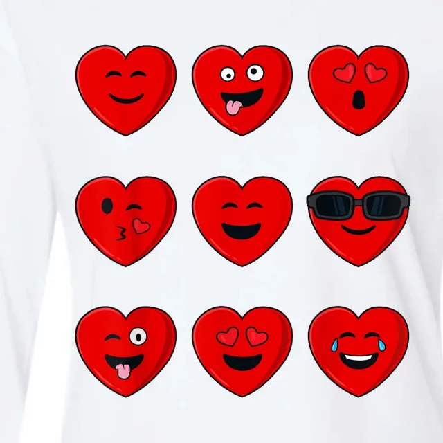 Valentines Day Silly Faces Hearts Funny Womens Cotton Relaxed Long Sleeve T-Shirt