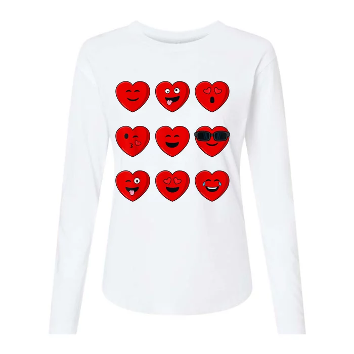 Valentines Day Silly Faces Hearts Funny Womens Cotton Relaxed Long Sleeve T-Shirt