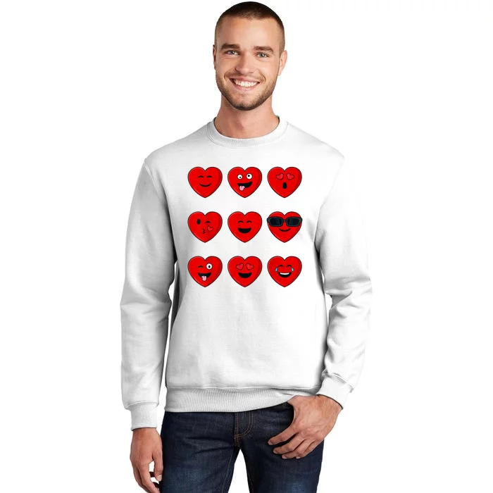 Valentines Day Silly Faces Hearts Funny Sweatshirt