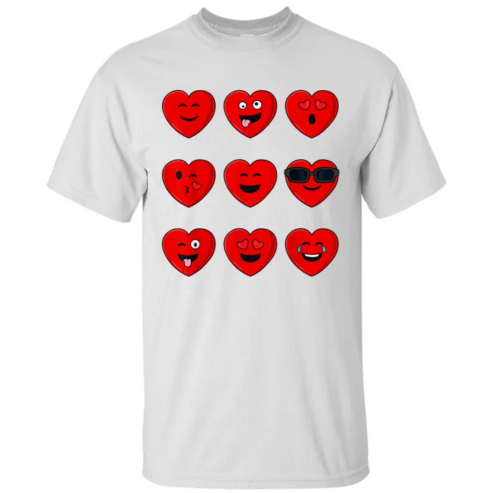 Valentines Day Silly Faces Hearts Funny Tall T-Shirt