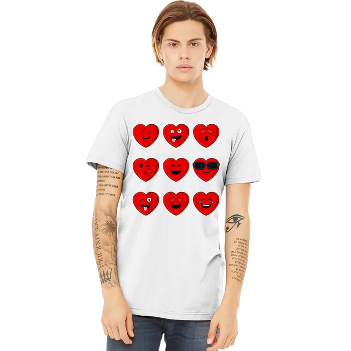 Valentines Day Silly Faces Hearts Funny Premium T-Shirt