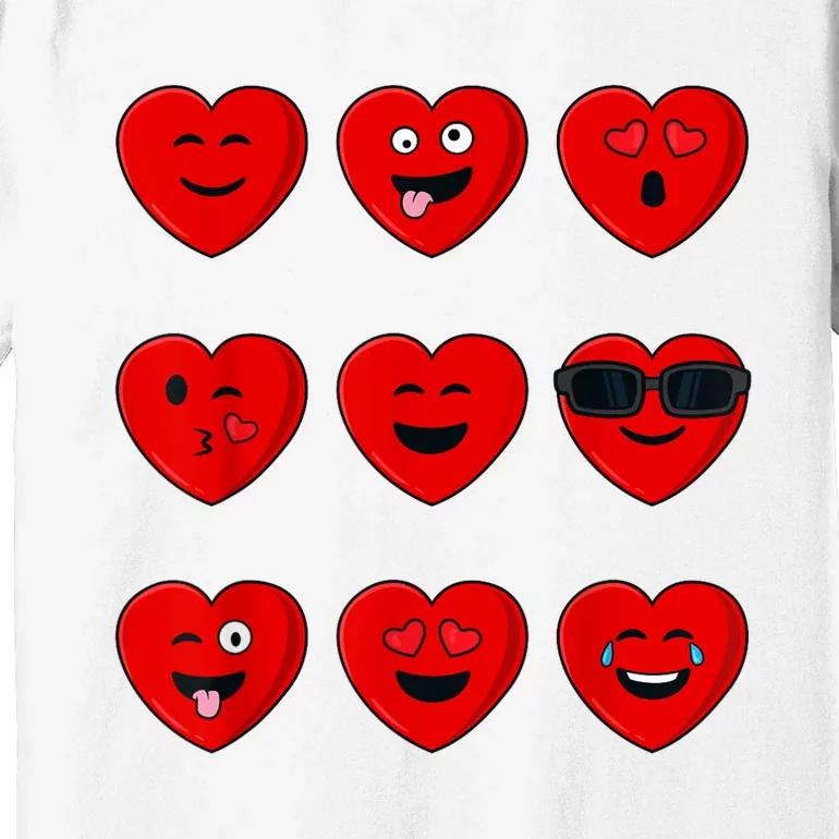 Valentines Day Silly Faces Hearts Funny Premium T-Shirt