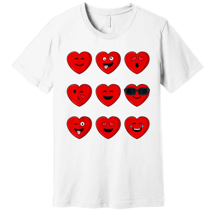 Valentines Day Silly Faces Hearts Funny Premium T-Shirt