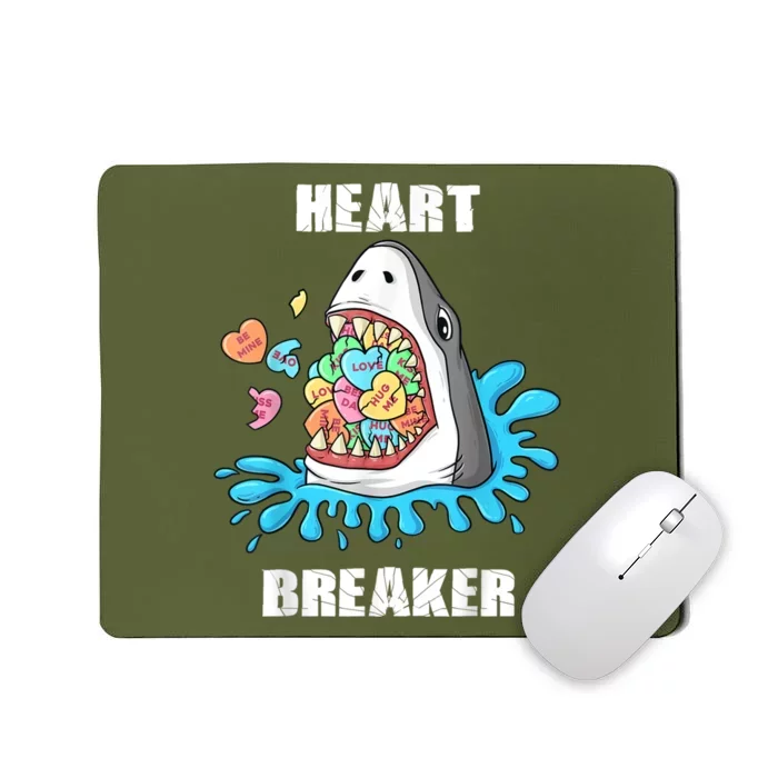 Valentines Day Shark Heart Breaker Funny Mousepad