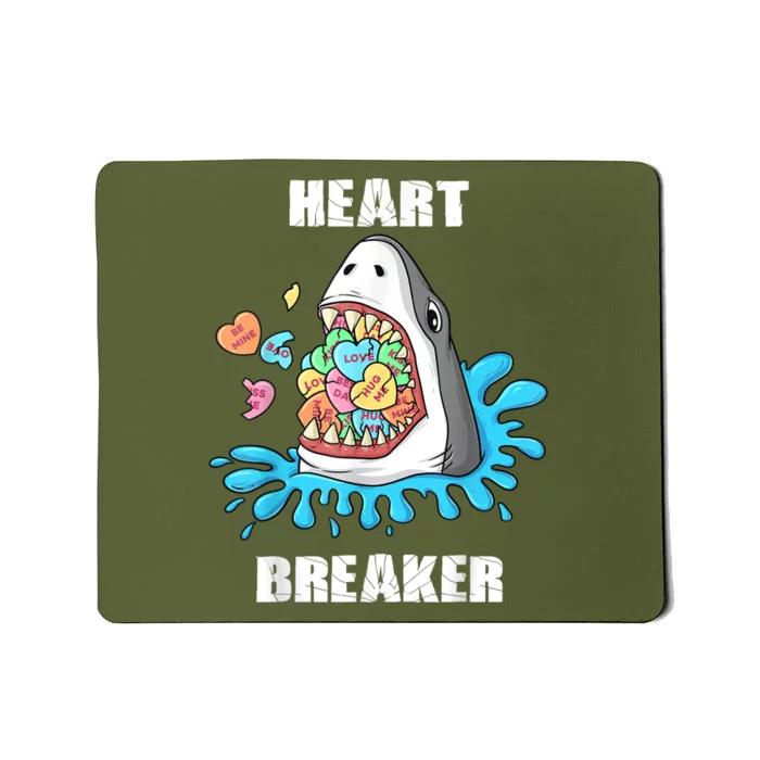 Valentines Day Shark Heart Breaker Funny Mousepad