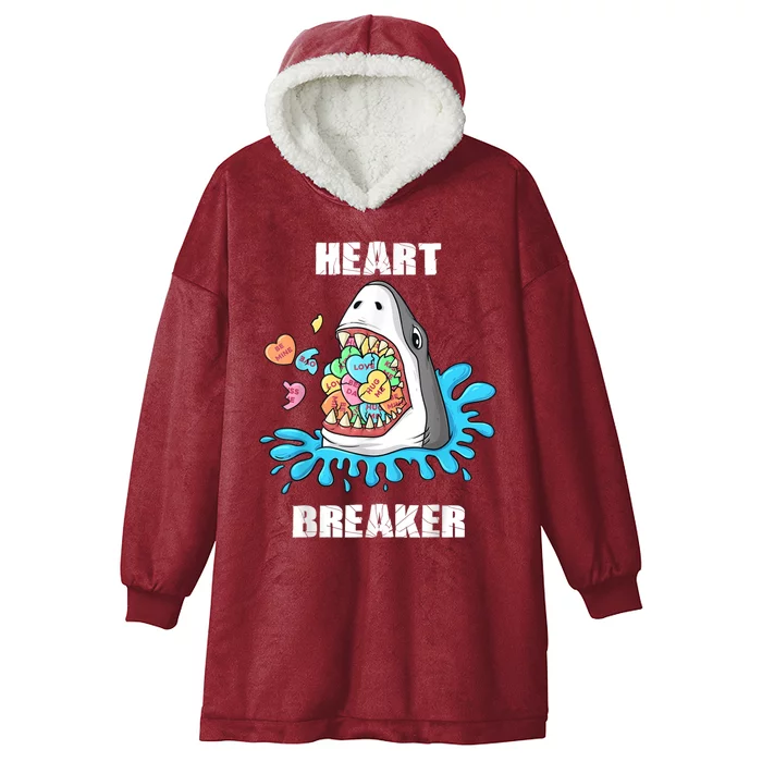 Valentines Day Shark Heart Breaker Funny Hooded Wearable Blanket