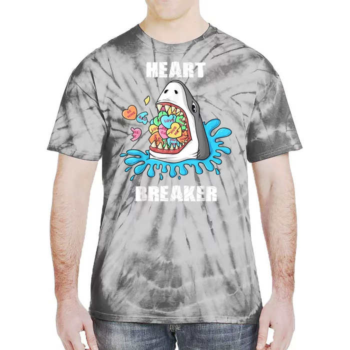 Valentines Day Shark Heart Breaker Funny Tie-Dye T-Shirt