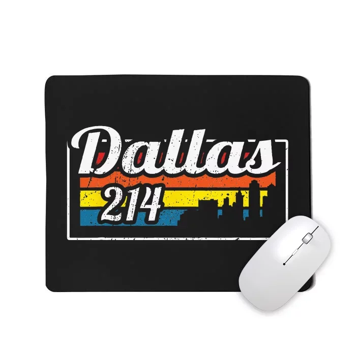 Vintage Dallas Skyline 214 State Of Texas Retro Gift Mousepad