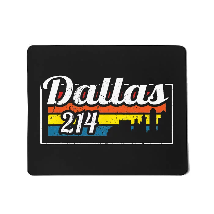 Vintage Dallas Skyline 214 State Of Texas Retro Gift Mousepad