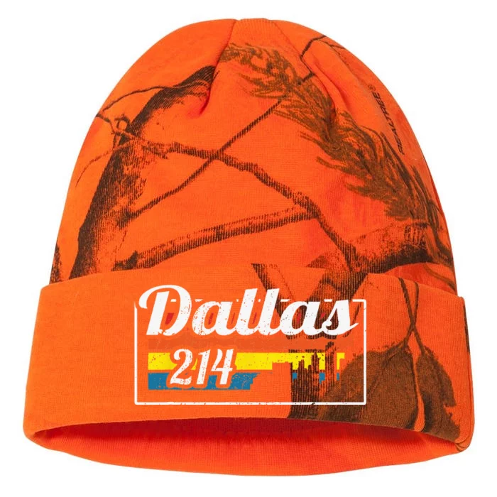 Vintage Dallas Skyline 214 State Of Texas Retro Gift Kati - 12in Camo Beanie