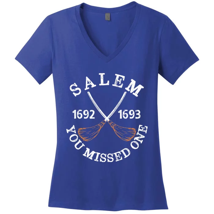 Vintage Distressed Salem 1692 You Missed One Funny Women's V-Neck T-Shirt