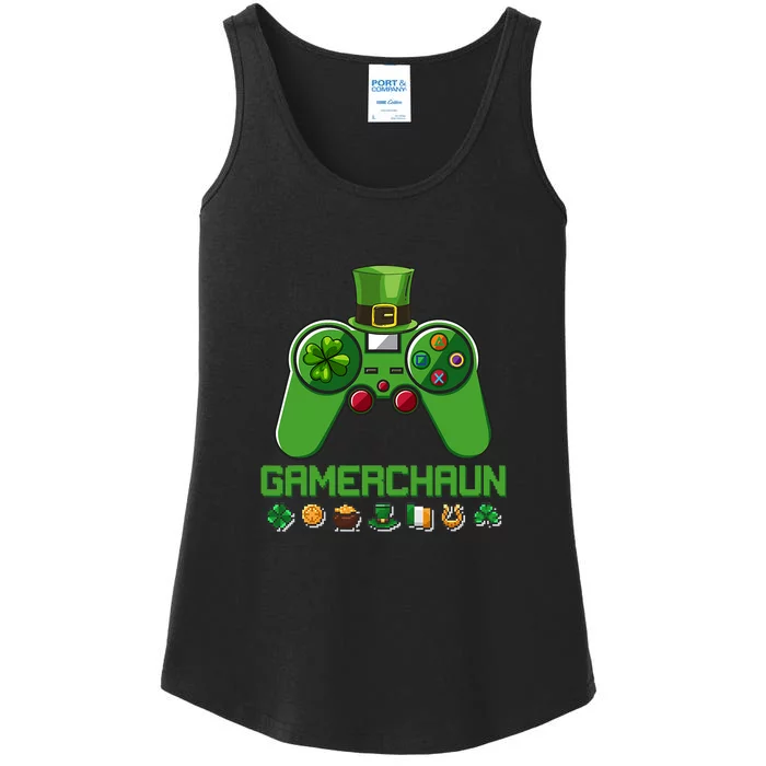 Video Game Leprechaun St Patricks Day Gamer Kids Boys Gaming Ladies Essential Tank