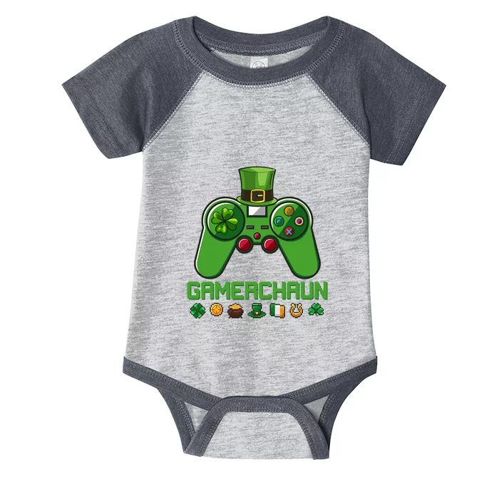 Video Game Leprechaun St Patricks Day Gamer Kids Boys Gaming Infant Baby Jersey Bodysuit