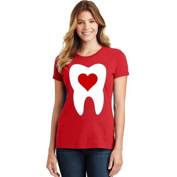 ValentineS Dental Squad Dentistry Heart Shape Teeth Lovers Women's T-Shirt