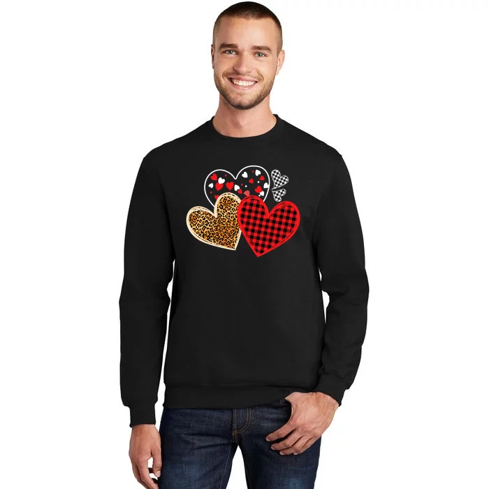 Valentines Day Shirts Hearts Love Leopard Red Plaid Sweatshirt