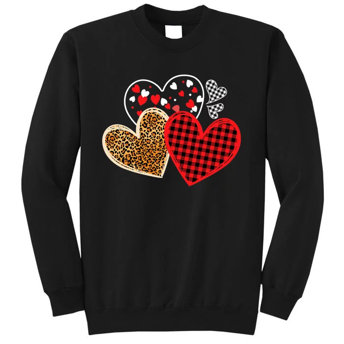 Valentines Day Shirts Hearts Love Leopard Red Plaid Sweatshirt