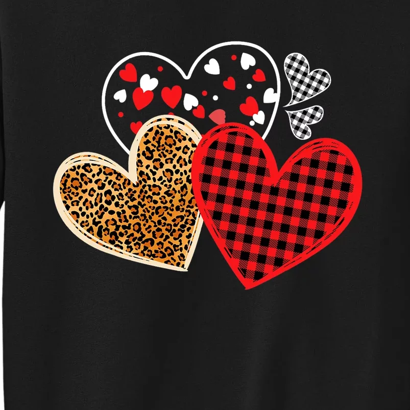 Valentines Day Shirts Hearts Love Leopard Red Plaid Tall Sweatshirt