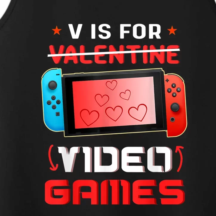 Valentines Day Son V Is For Video Games Gamer Performance Tank