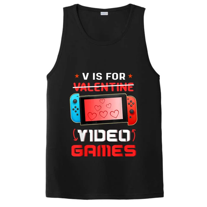 Valentines Day Son V Is For Video Games Gamer Performance Tank