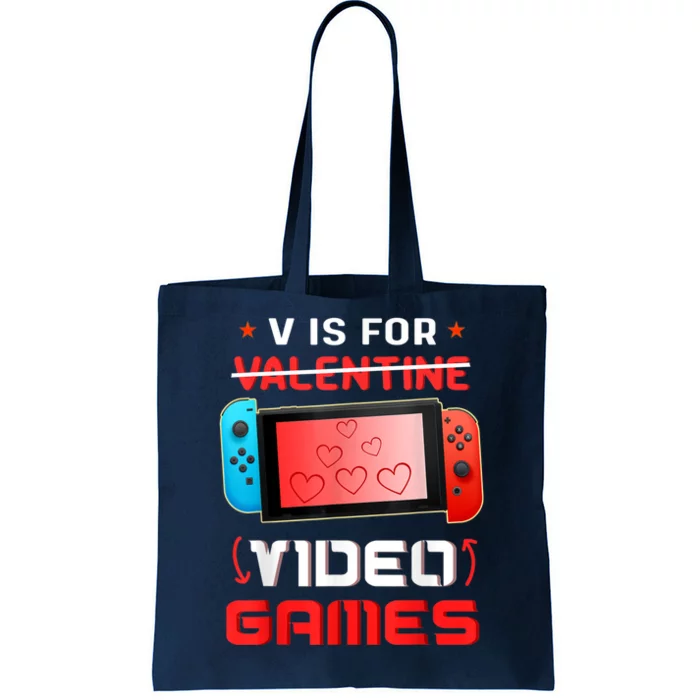 Valentines Day Son V Is For Video Games Gamer Tote Bag